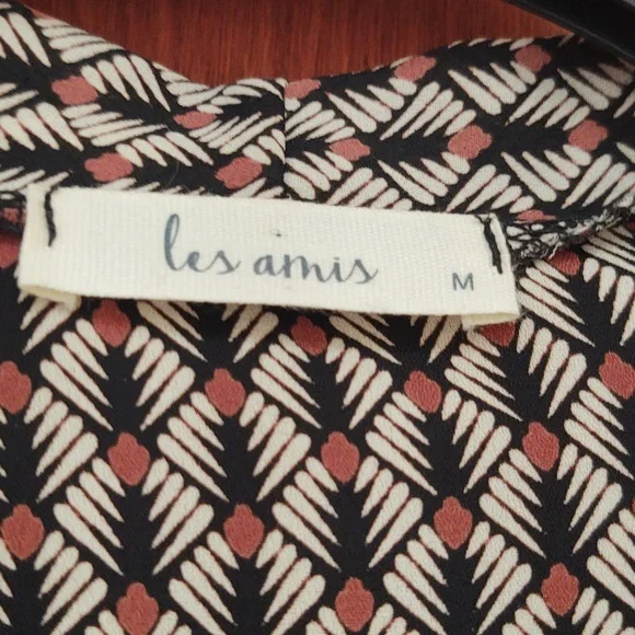 EUC Les Amis Black and Brown Patterned Blouse Size M - Picture 4 of 7